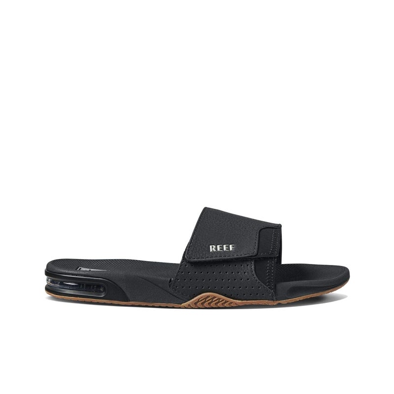 Reef Fanning Slide Mens Bottle Opener Sandal, Arch Support, Durable Outsole, Water Friendly, Black/Silver, 7 - Image 3